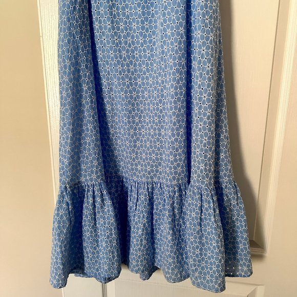 Lisa Marie Fernandez light blue Eyelet strapless cotton belted maxi dress S - Picture 11 of 13